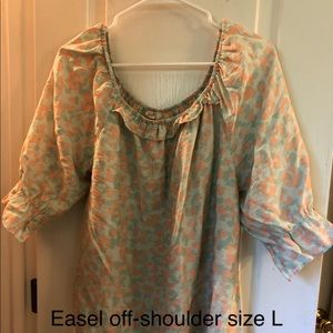 Easel off shoulder peach and mint top size L